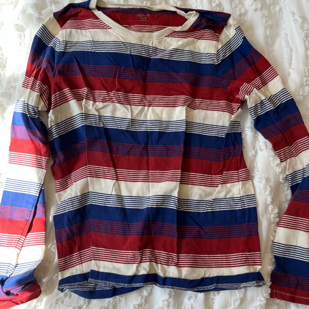 Madewell Red, Blue, and Cream Striped Top